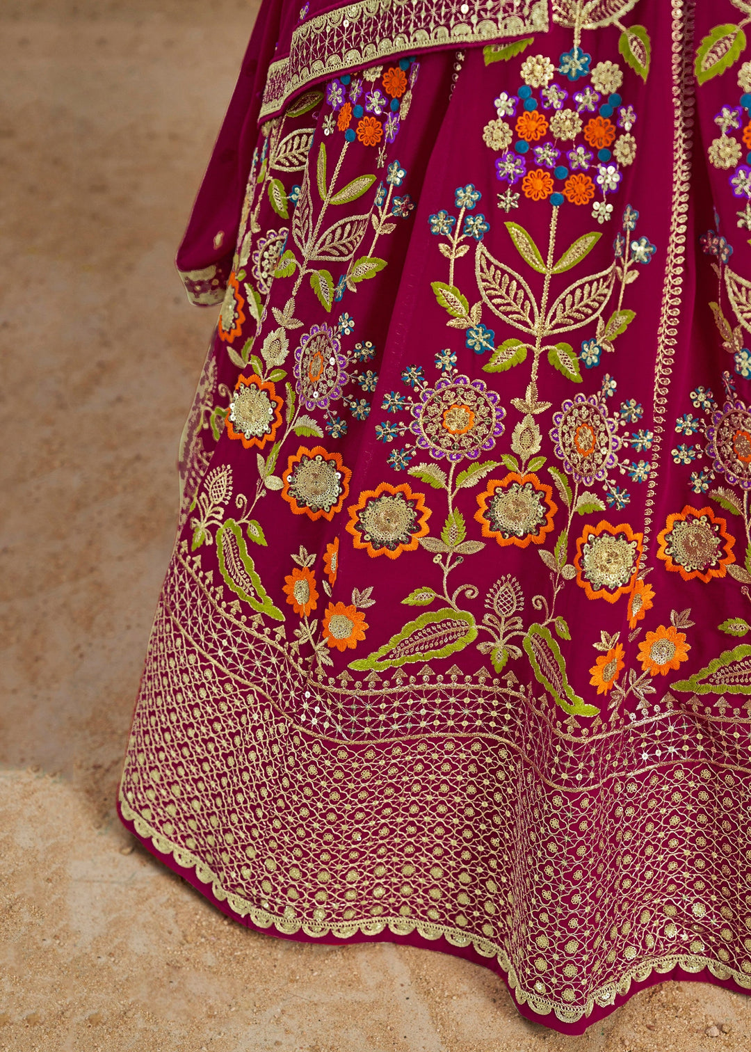 Pink Georgette Lehenga With Dupatta