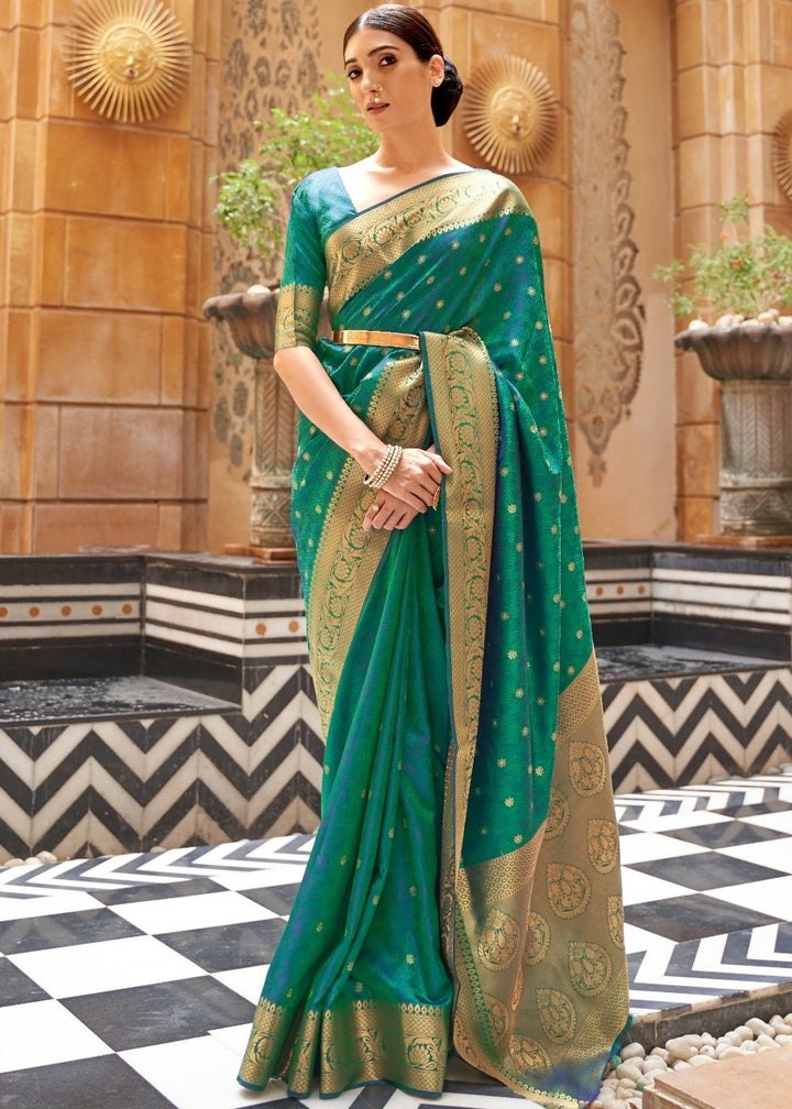 Sea Green Woven Kanjivaram Silk Saree