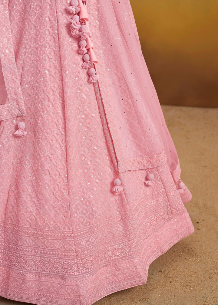 Light Pink Georgette Lehenga With Dupatta