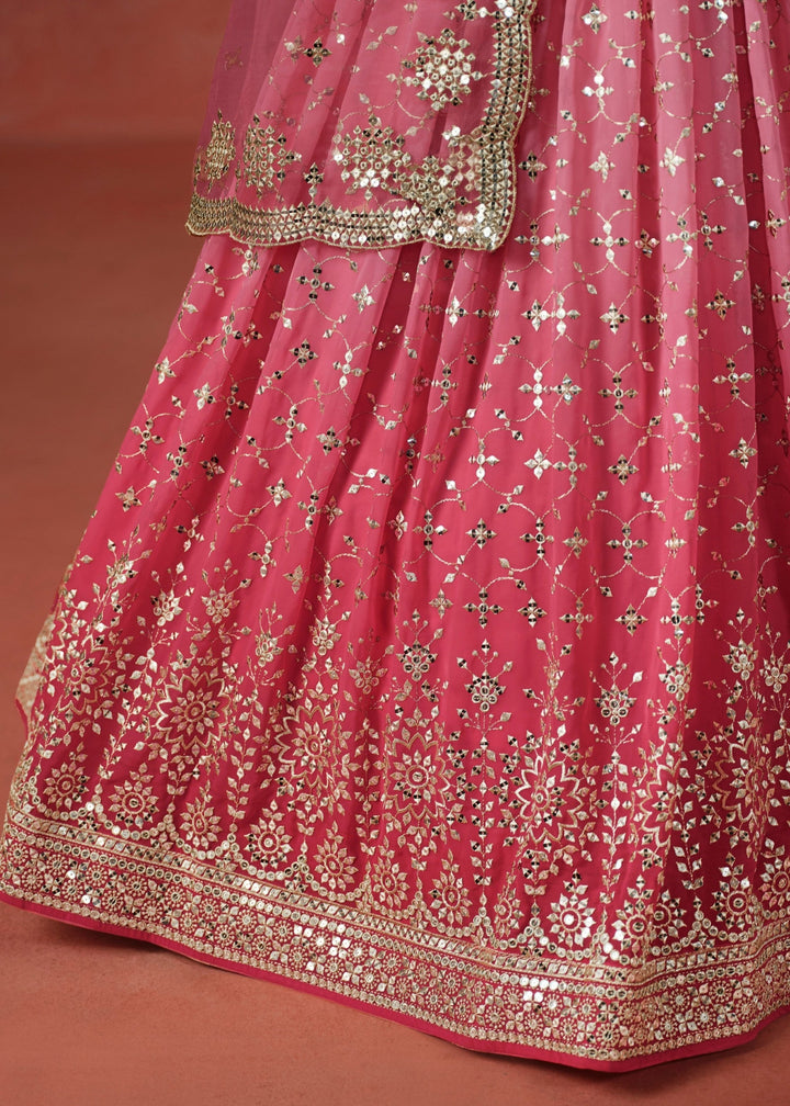 Peach Pink Georgette Lehenga Choli