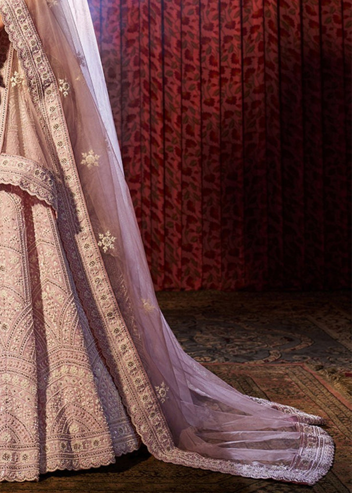Lilac Thread Work Silk Lehenga
