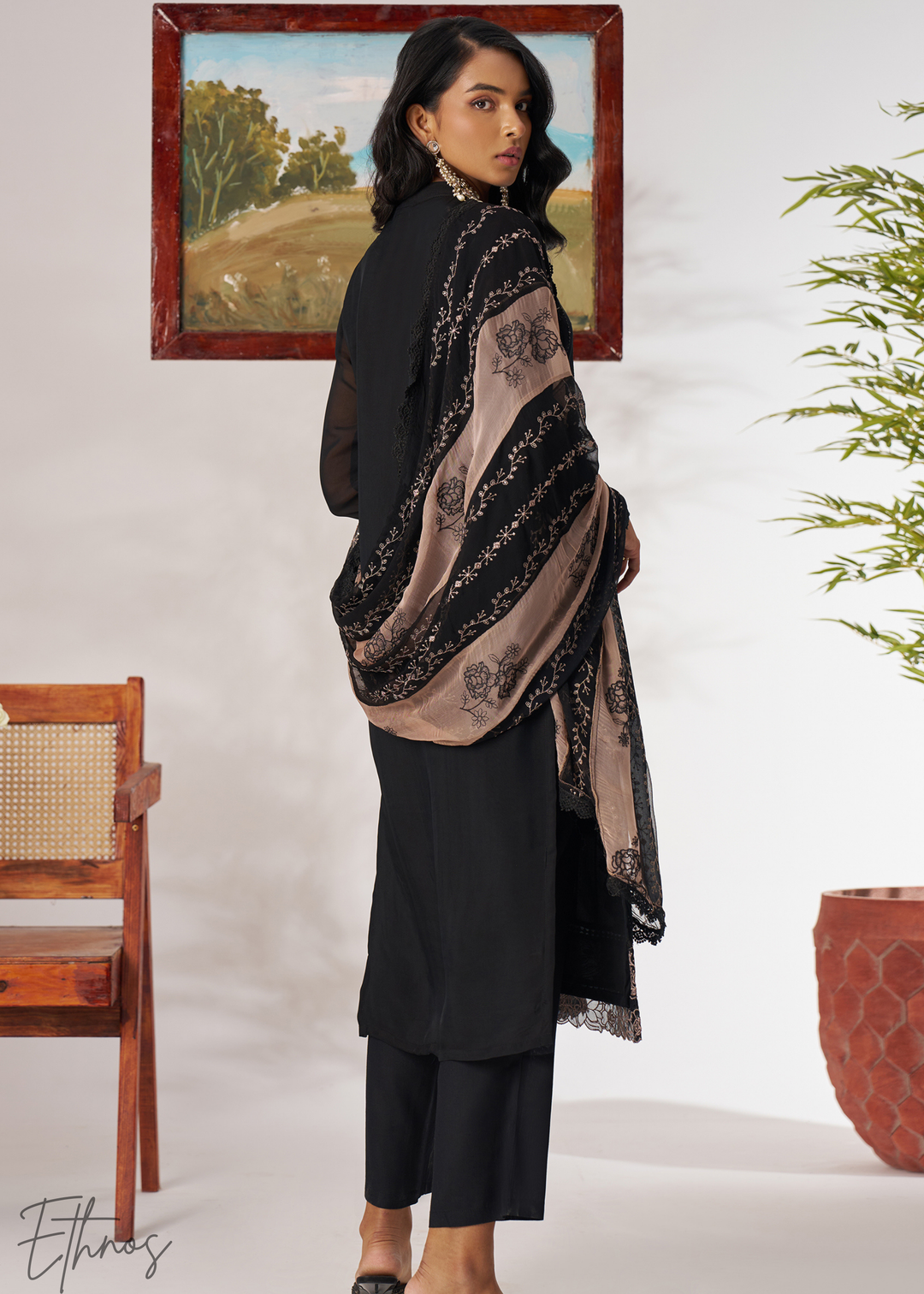 Black Organza Palazzo Salwar Suit
