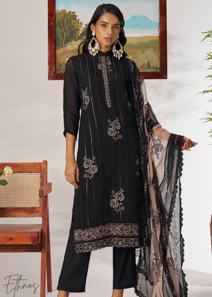 Black Organza Palazzo Salwar Suit