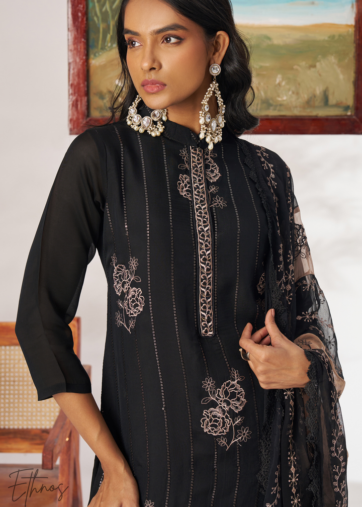 Black Organza Palazzo Salwar Suit