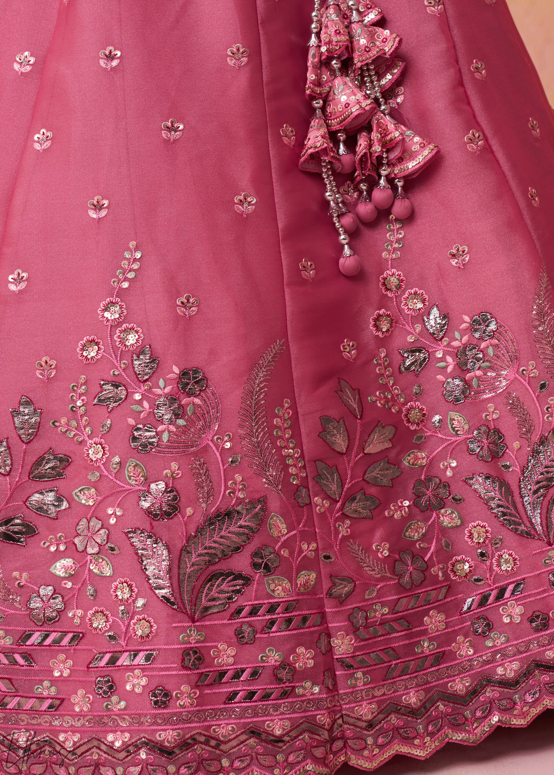 Blush Pink Sequins Organza Lehenga