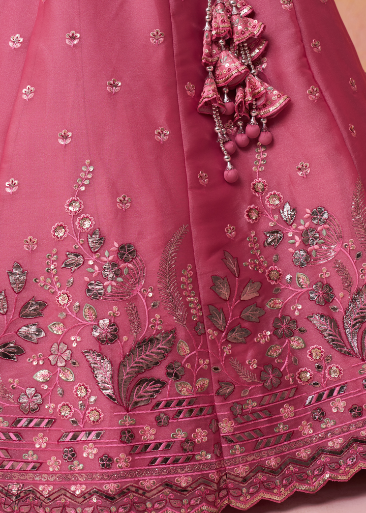 Blush Pink Sequins Organza Lehenga