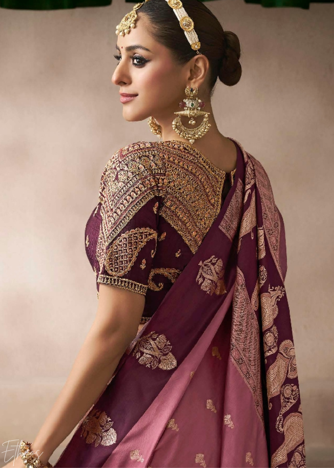 Blush Pink Satin Silk Saree