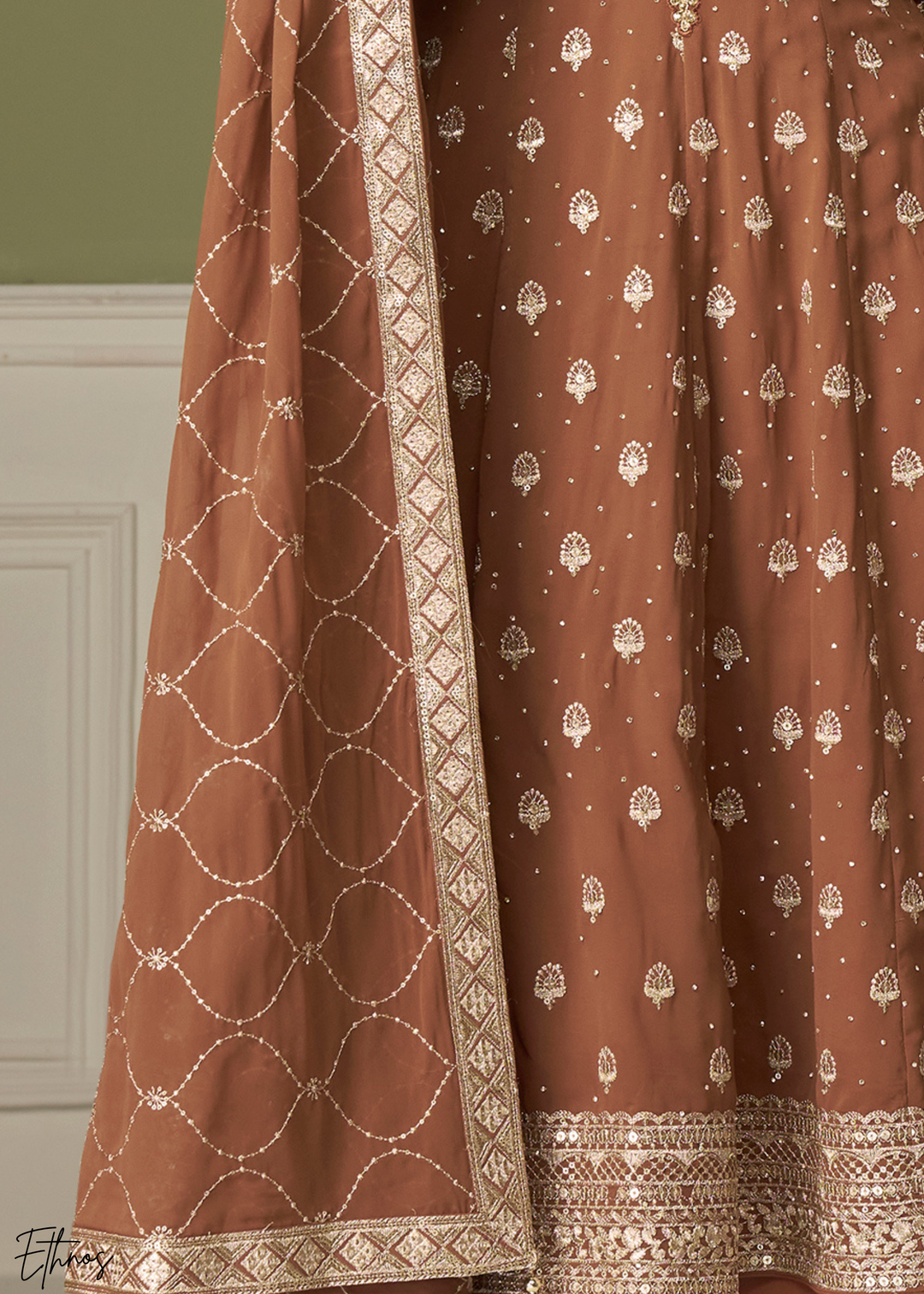 Chocolate Brown Georgette Palazzo Salwar Suit