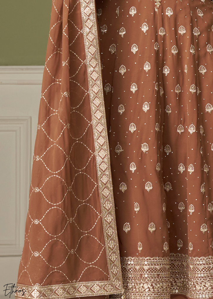 Chocolate Brown Georgette Palazzo Salwar Suit