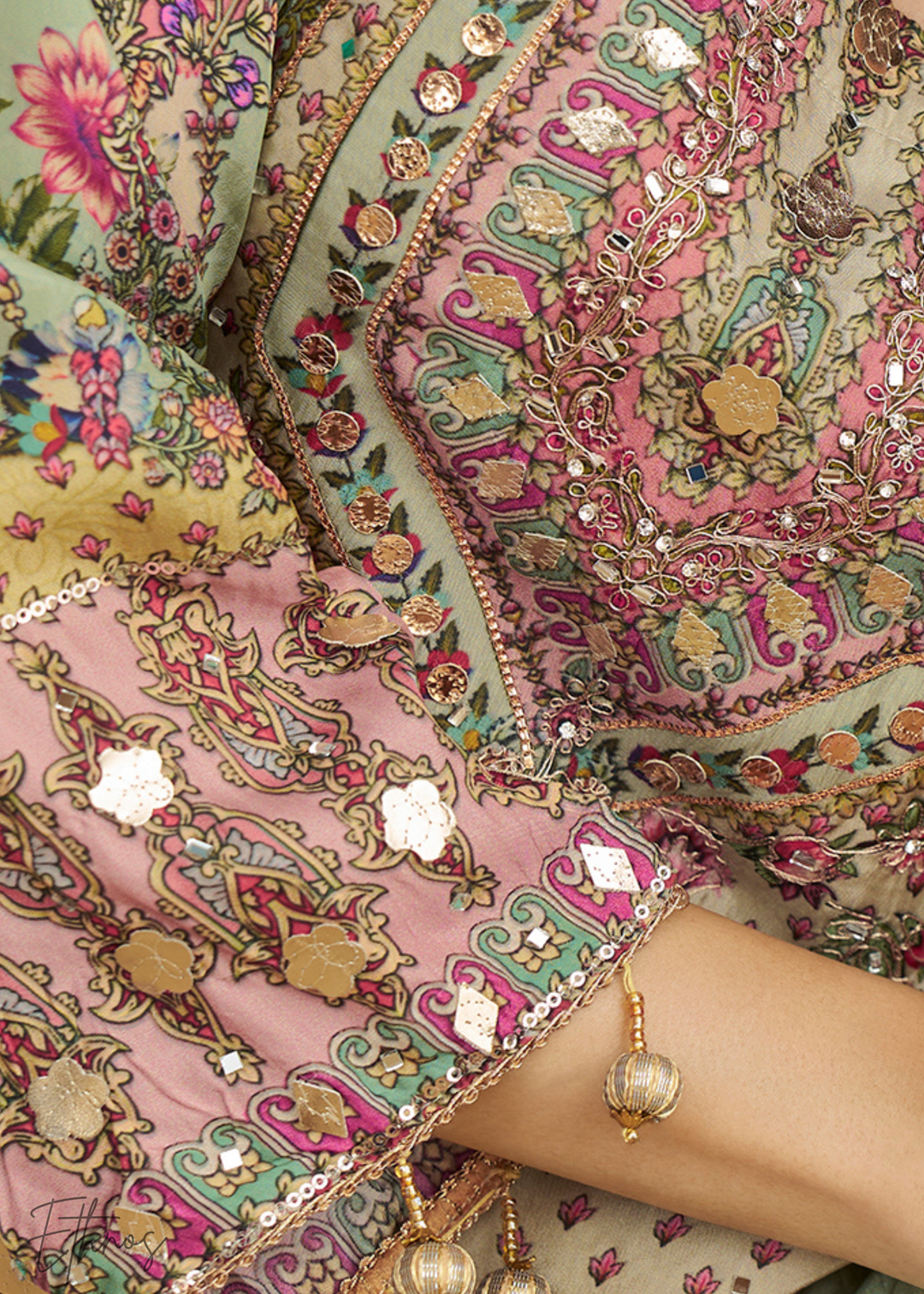 Pastel Green Crepe Silk Palazzo Salwar Suit