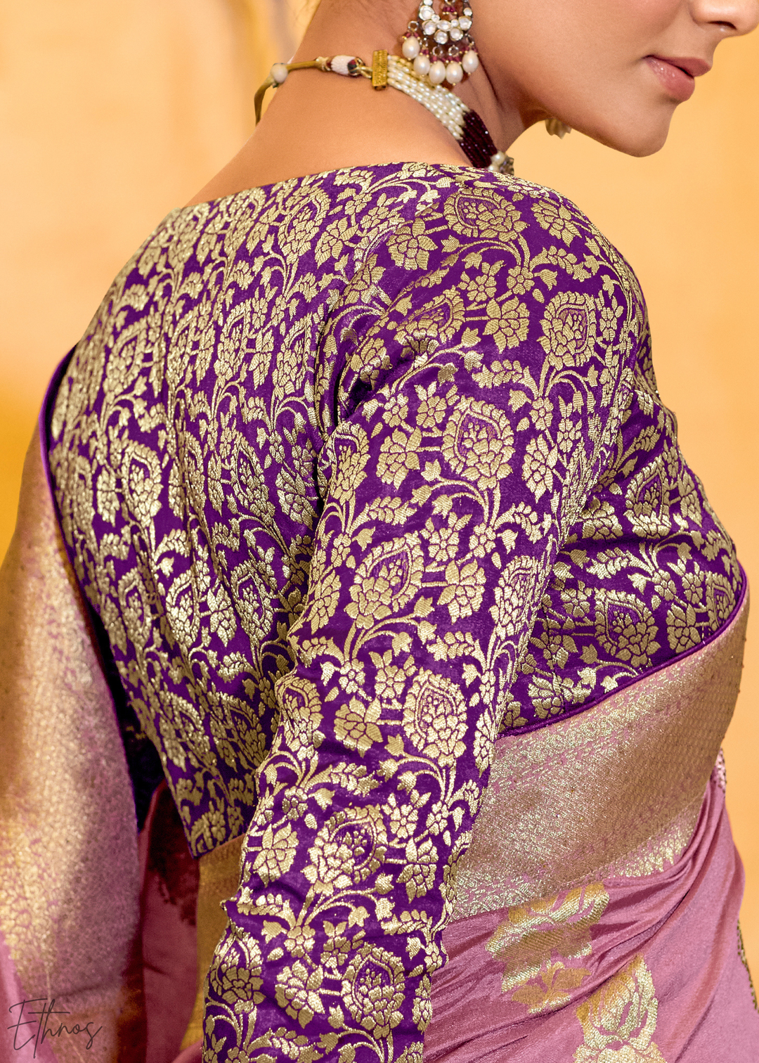 Lavender Purple Zari Crepe Silk Saree