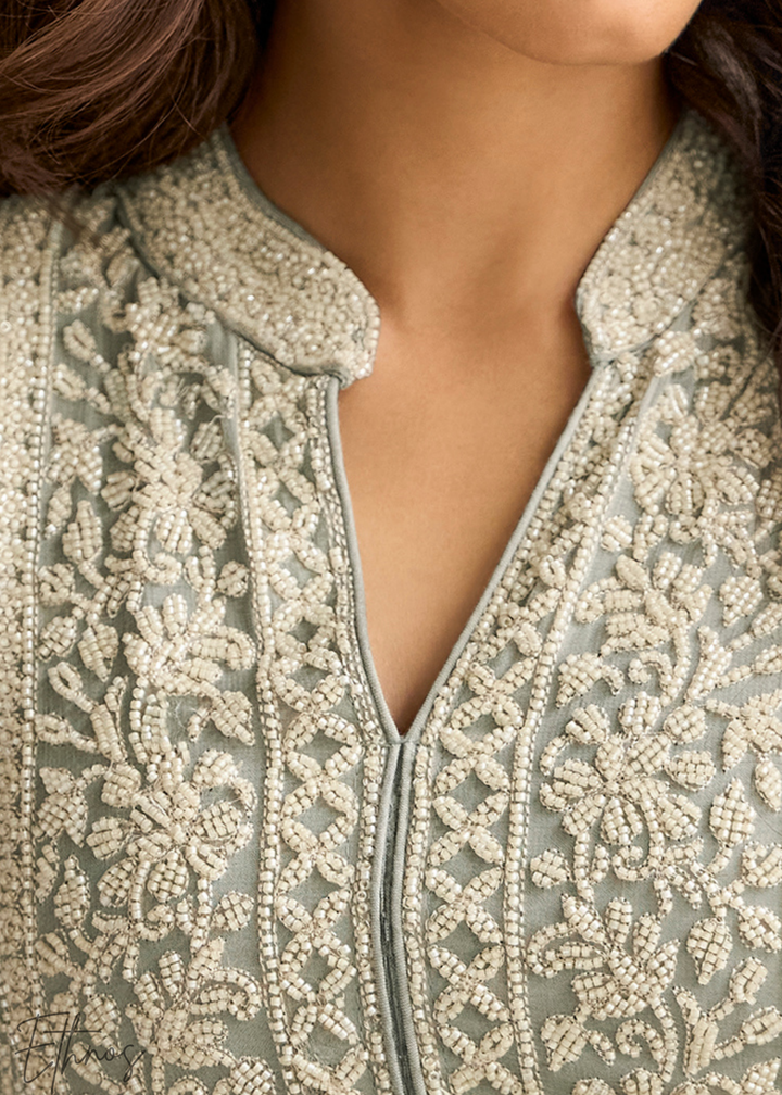 Light Grey Georgette Palazzo Salwar Suit