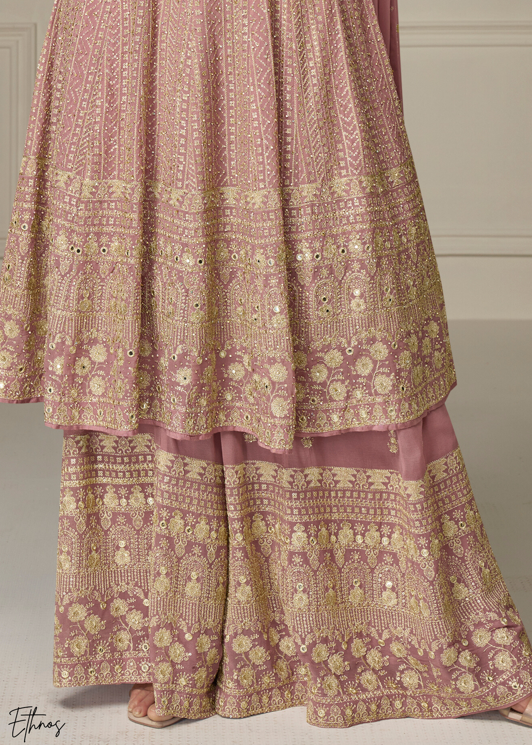 Dusty Pink Georgette Palazzo Salwar Suit
