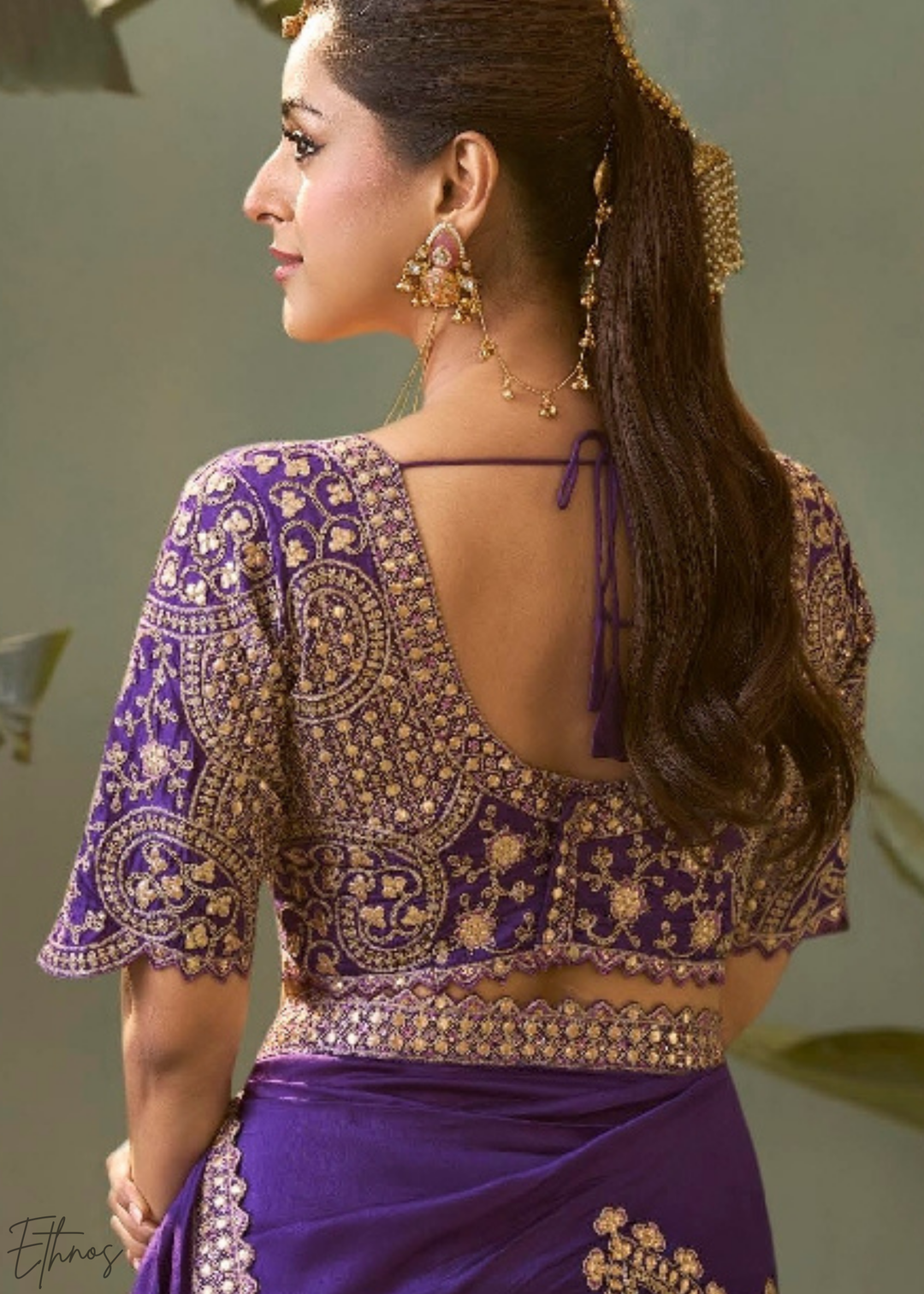 Orchid Violet Gota Patti Bamber Silk Saree