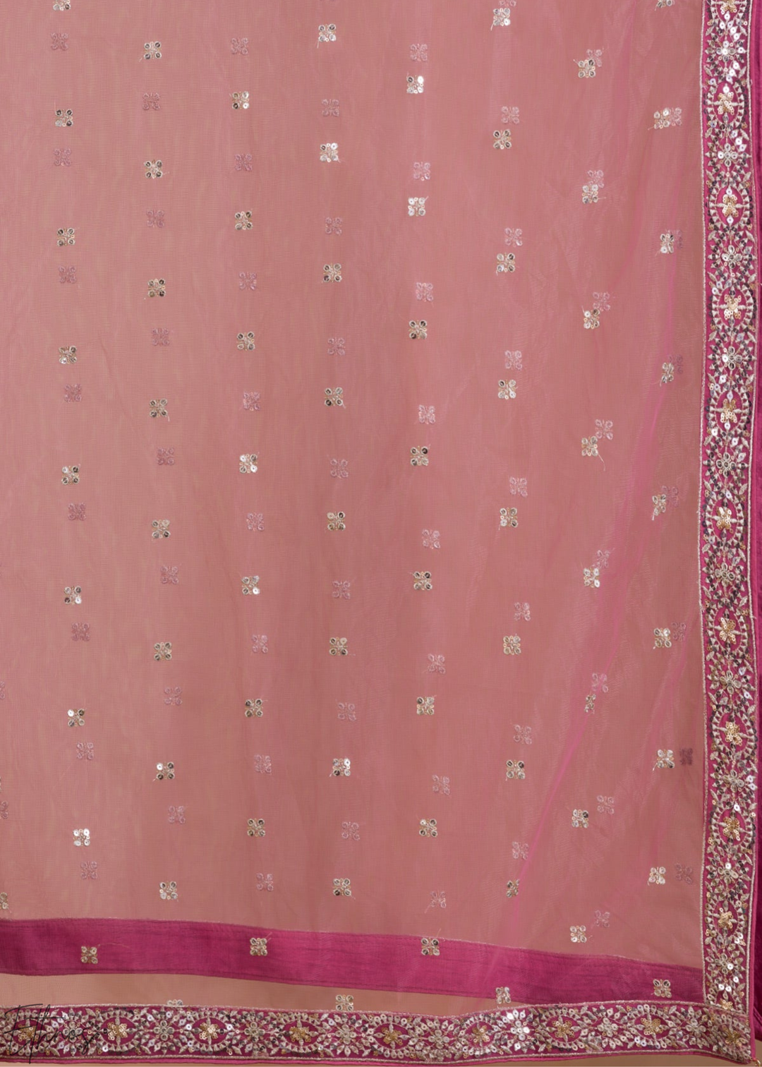 Orchid Pink Vertical-Stripe Georgette Lehenga