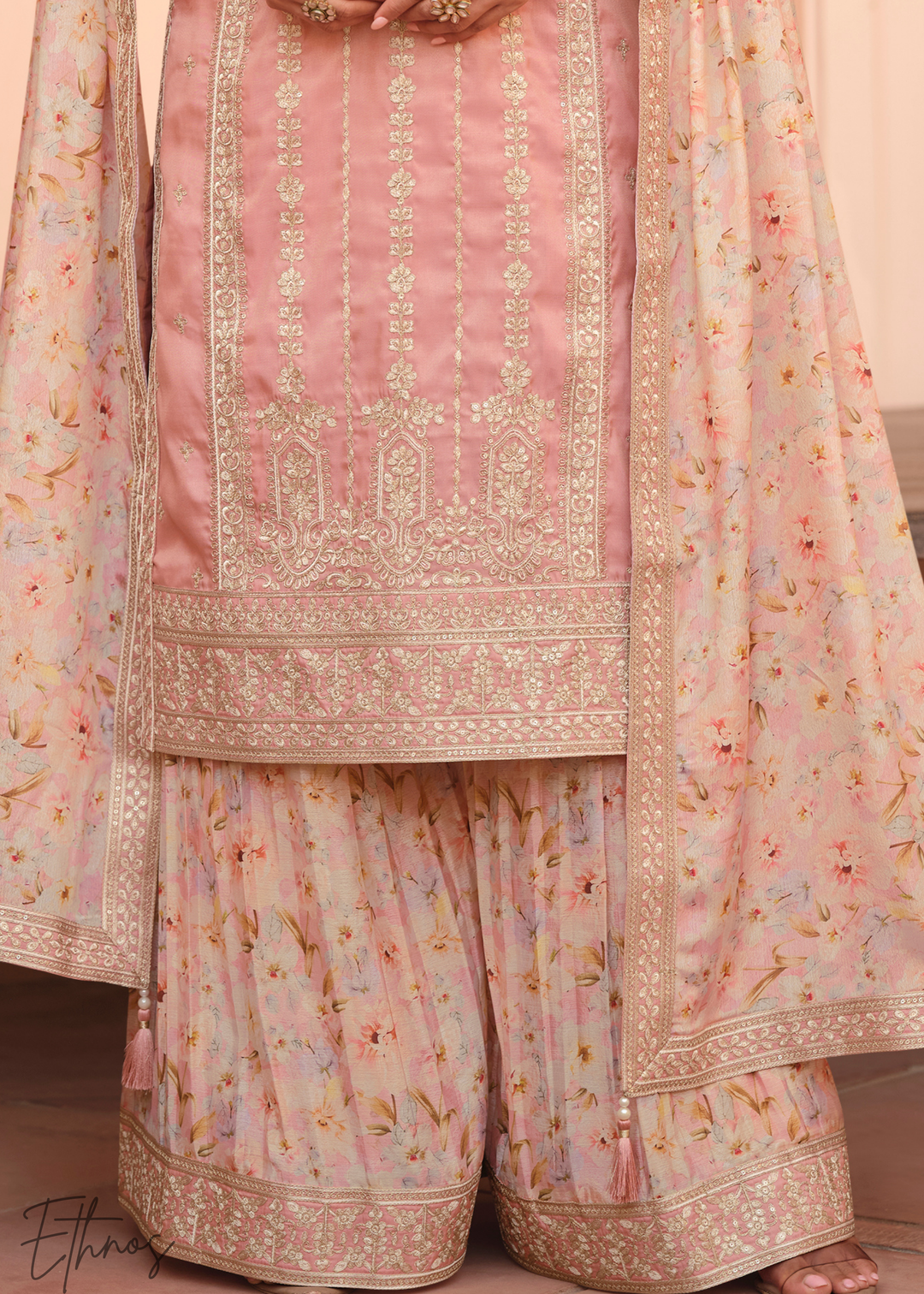 Pink Simar Silk Palazzo Salwar Suit