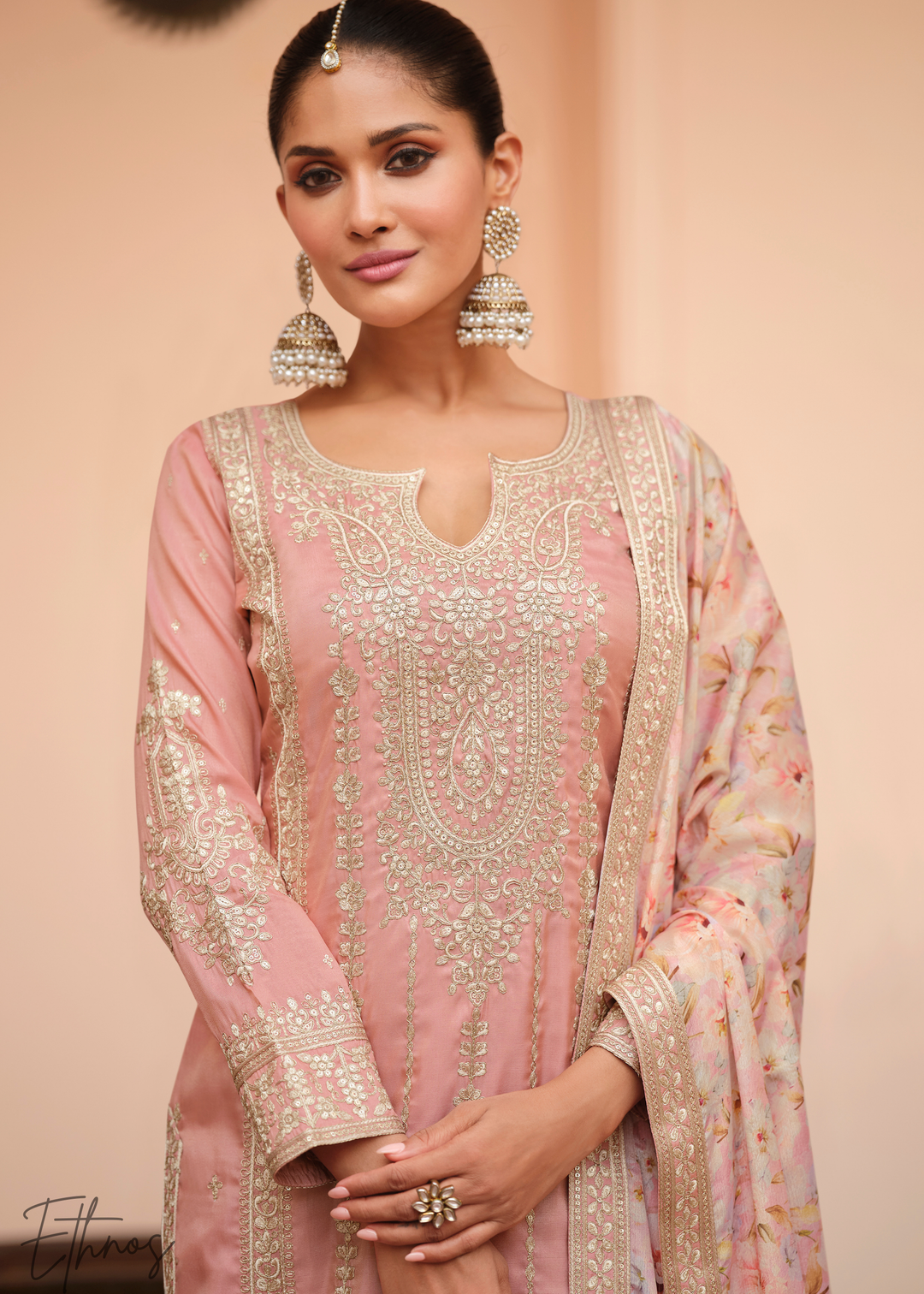 Pink Simar Silk Palazzo Salwar Suit