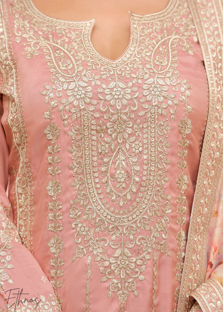 Pink Simar Silk Palazzo Salwar Suit