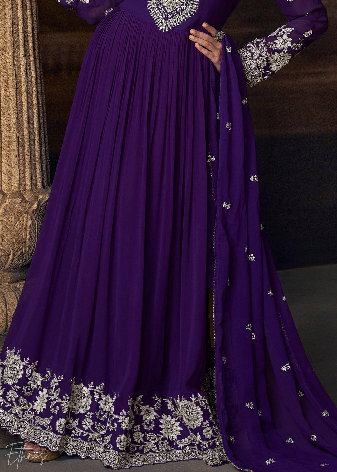 Purple Georgette  Anarkali  Suit