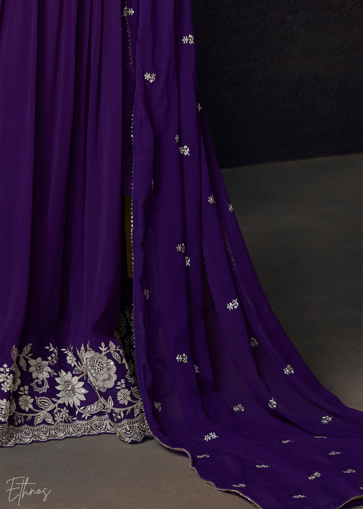 Purple Georgette  Anarkali  Suit