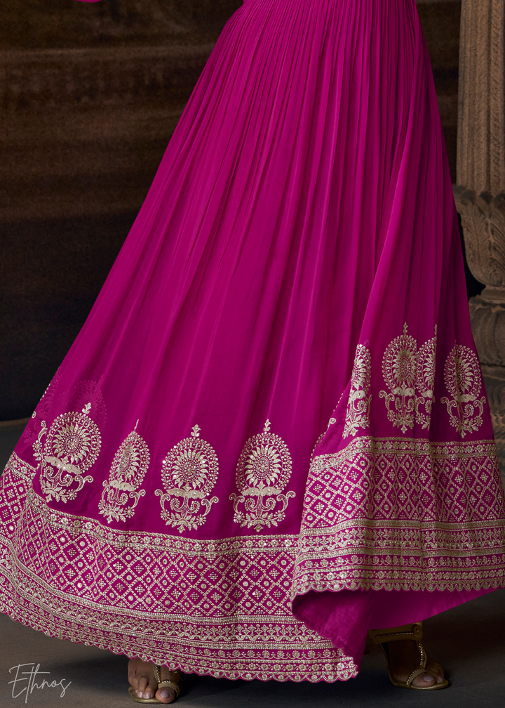 Hot Pink Georgette  Anarkali Suit