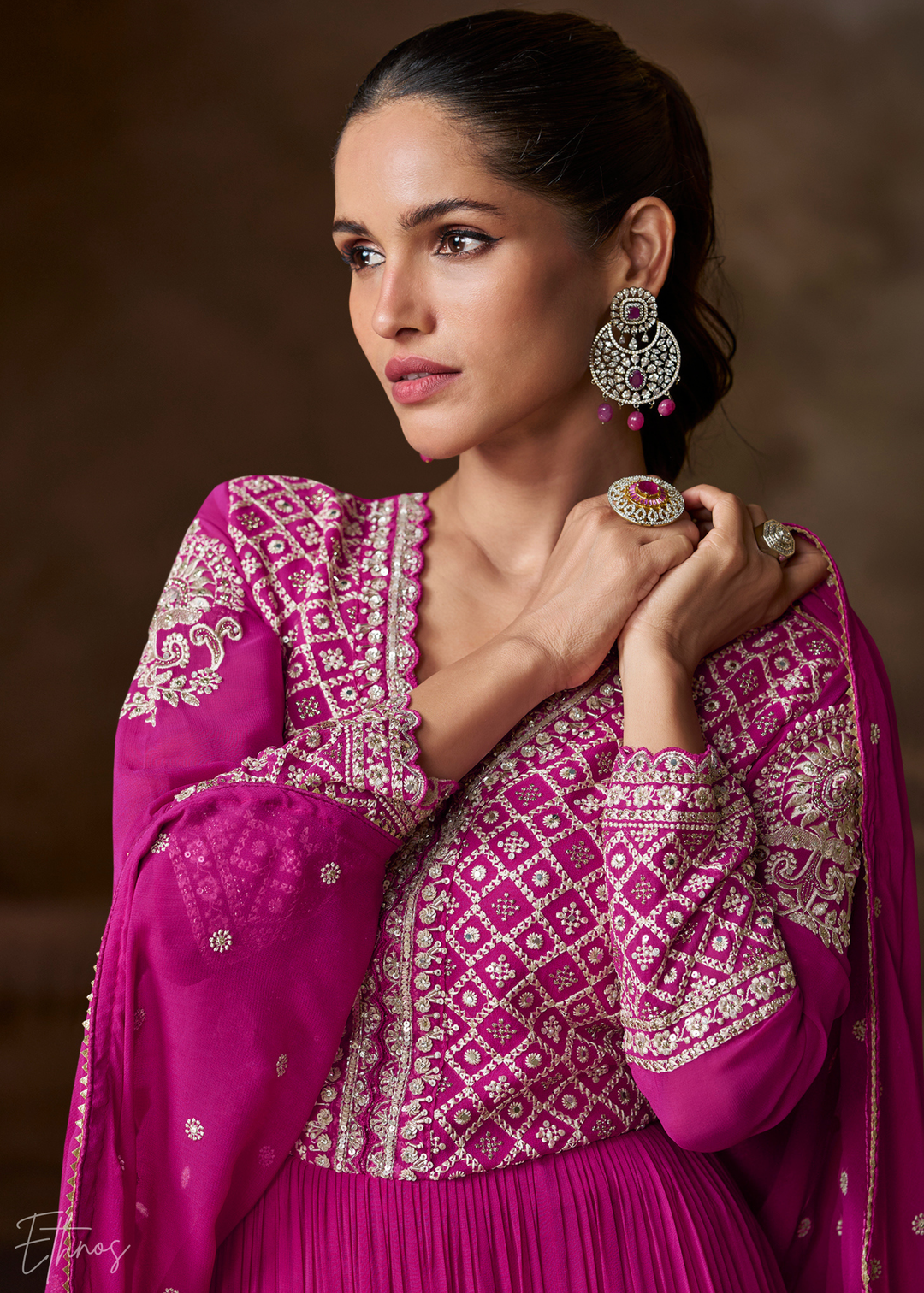 Hot Pink Georgette  Anarkali Suit