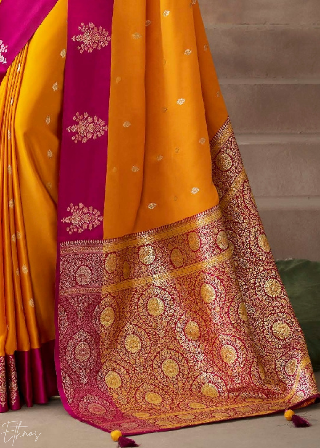 Sunkissed Orange Satin Silk Saree