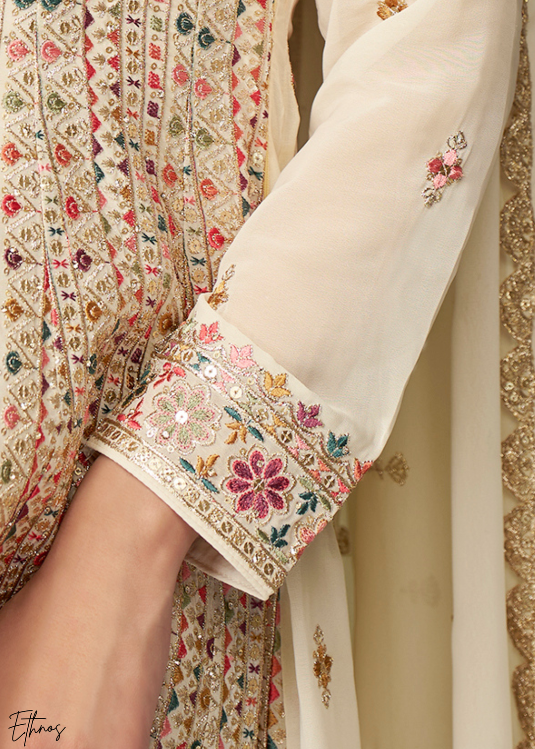 White Georgette Palazzo Salwar Suit