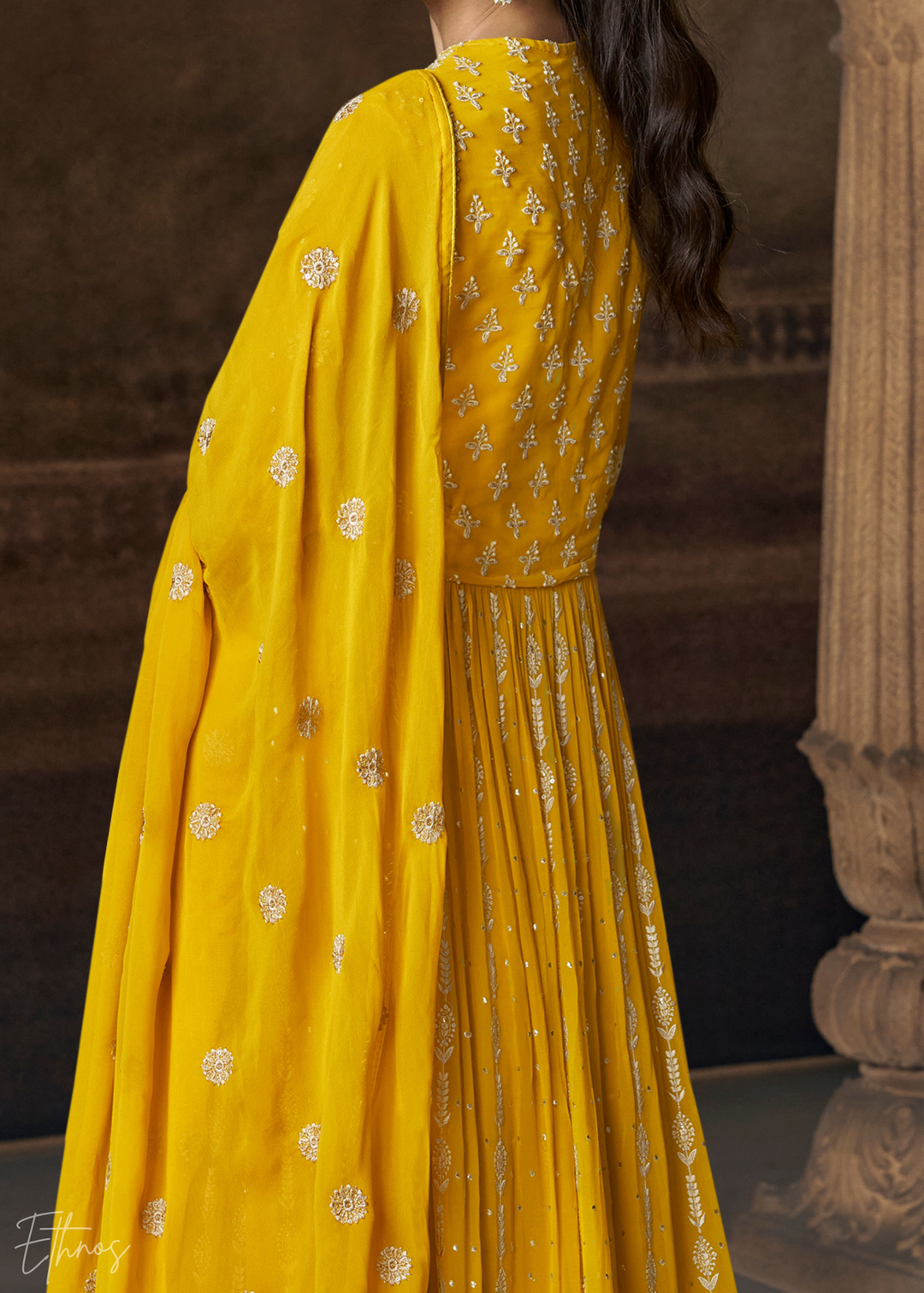 Yellow Georgette  Anarkali  Suit