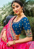 Blue & Pink Banarasi Silk Lehenga Choli