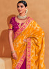 Pink & Yellow Half N Half Heavy Embroidered Banarasi Silk Saree