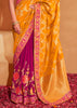 Pink & Yellow Half N Half Heavy Embroidered Banarasi Silk Saree